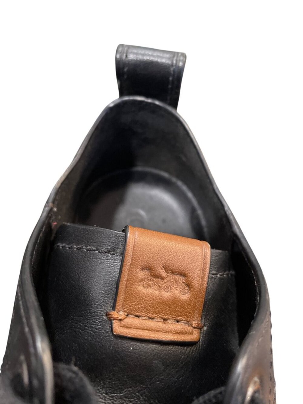 Coach wms black leather low top shark embroided Lightning sneaekrs sz 8D SKU 10- - Picture 13 of 16